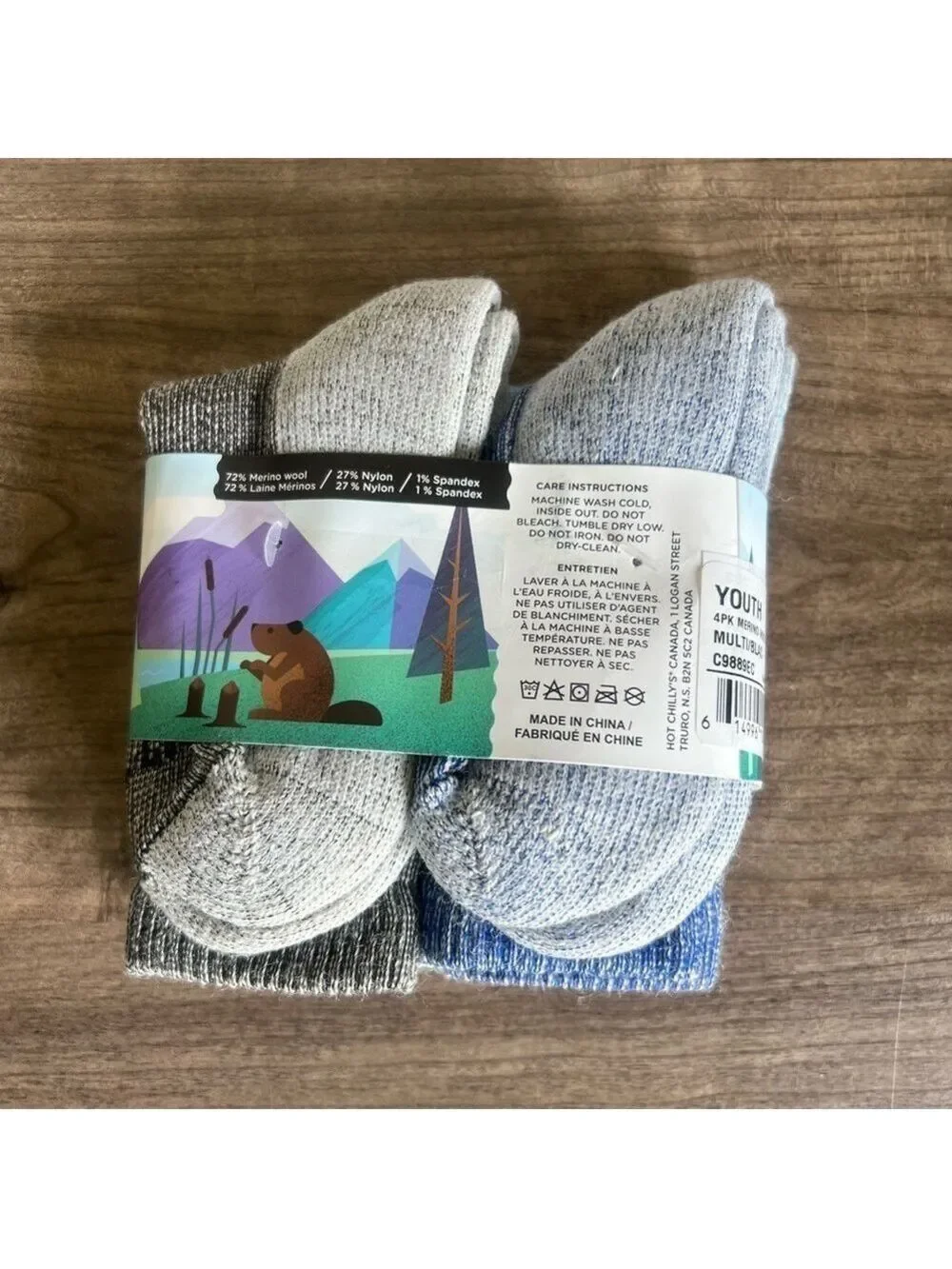 Hot Chillys 72% Merino Wool 4 Pack Youth Trail Sock Size Small 7 – 11